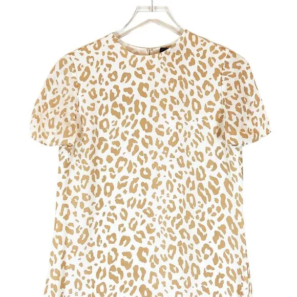 Jenni Kayne Womens 100% Silk Midi Shift T-Shirt Dress Size XS Cheetah Minimalist