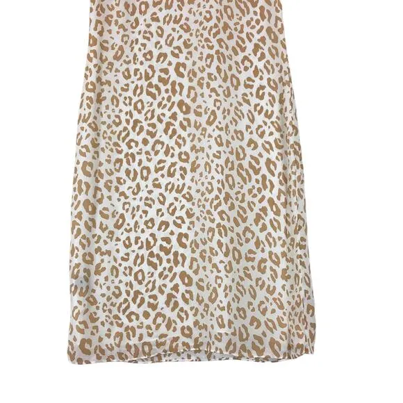 Jenni Kayne Womens 100% Silk Midi Shift T-Shirt Dress Size XS Cheetah Minimalist