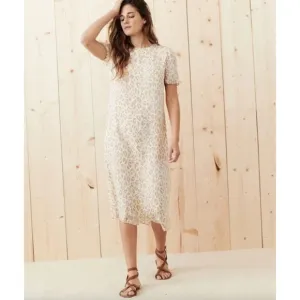 Jenni Kayne Womens 100% Silk Midi Shift T-Shirt Dress Size XS Cheetah Minimalist