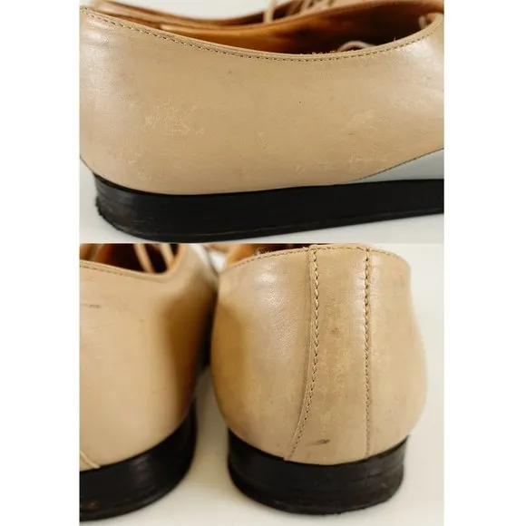 JIL SANDER Shoes Men 9 Flats Platform Oxford Tan Light Leather Lace Up Two Tone