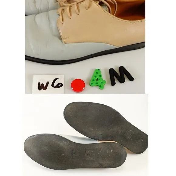 JIL SANDER Shoes Men 9 Flats Platform Oxford Tan Light Leather Lace Up Two Tone