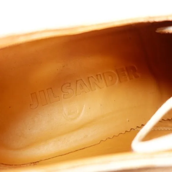 JIL SANDER Shoes Men 9 Flats Platform Oxford Tan Light Leather Lace Up Two Tone
