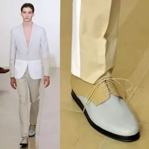 JIL SANDER Shoes Men 9 Flats Platform Oxford Tan Light Leather Lace Up Two Tone