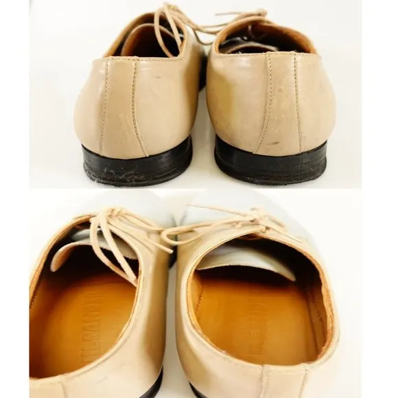 JIL SANDER Shoes Men 9 Flats Platform Oxford Tan Light Leather Lace Up Two Tone