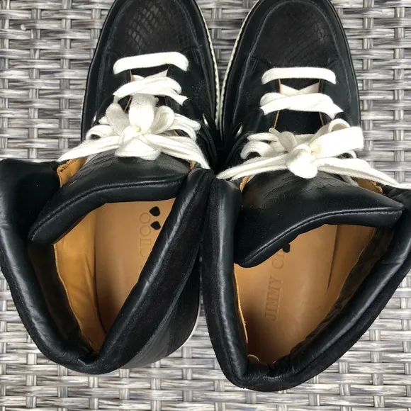 Jimmy Choo Barlowe Leather Hightop Lace Up Sneakers - Size 40.5EU/7.5US NEW