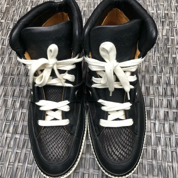 Jimmy Choo Barlowe Leather Hightop Lace Up Sneakers - Size 40.5EU/7.5US NEW