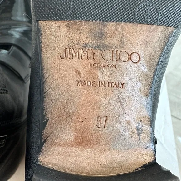 Jimmy Choo Marlin Black Textured Leather And Patent Ankle Boots In Black/black