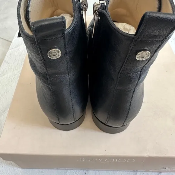 Jimmy Choo Marlin Black Textured Leather And Patent Ankle Boots In Black/black