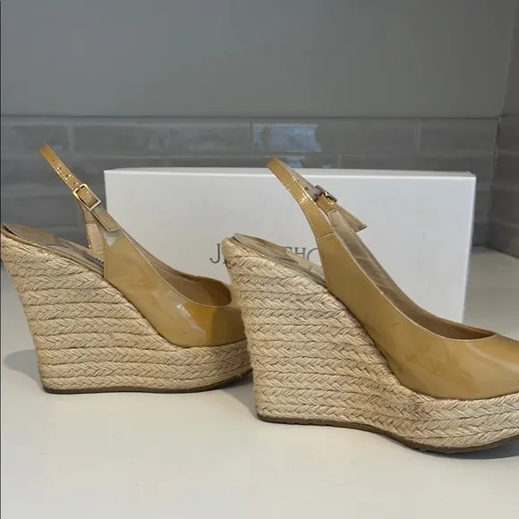Jimmy Choo Tan Espadrille Wedges
