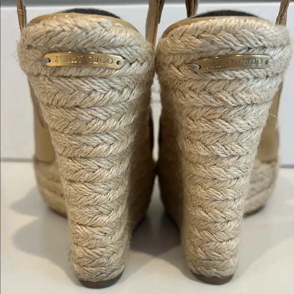 Jimmy Choo Tan Espadrille Wedges