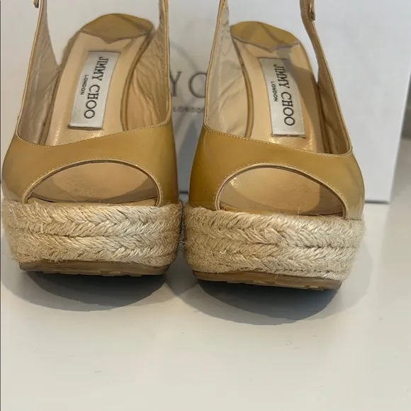Jimmy Choo Tan Espadrille Wedges