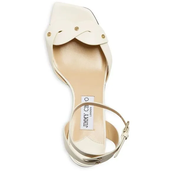 Jimmy Choo Womens Drya 65 Ivory Leather Dressy Open Toe Heels Shoes New