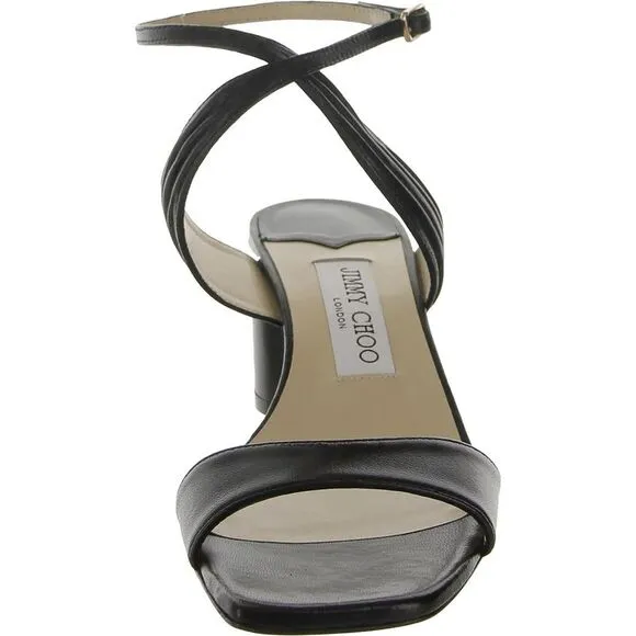 Jimmy Choo Womens Jago Black Ankle Strap Open Toe Dressy Heels Shoes New