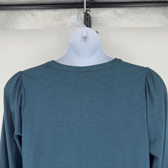J. Jill Large Dark Teal Smocked Sleeve Popover Dress NWT Boho Minimalist Modest