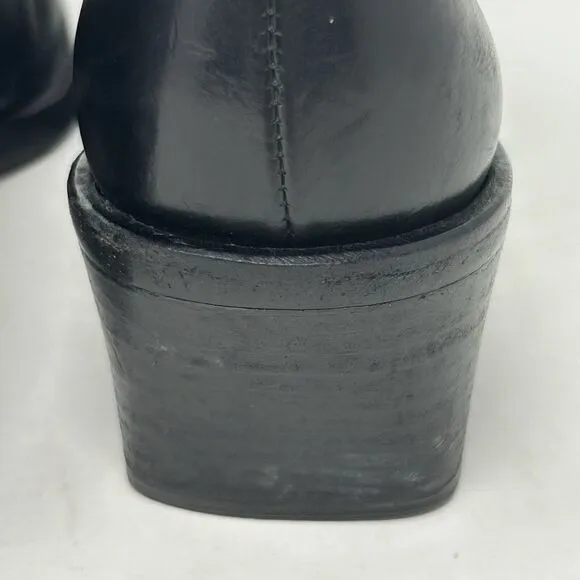 Joan &amp; David Western Cowboy Leather Ankle Boots Black 6 Made in Italy Booties