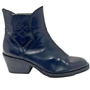 Joan &amp; David Western Cowboy Leather Ankle Boots Black 6 Made in Italy Booties