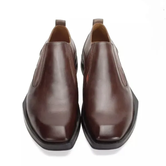 John Fluevog SNAPPY SNAZZY SLIP-ON LEATHER SHOE Color: Brown/Orange Size: 9