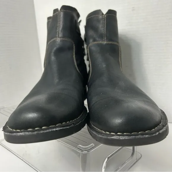 John Varvatos Chelsea Boots Italian Leather Black 12M Side Zip Snap Strap Moto