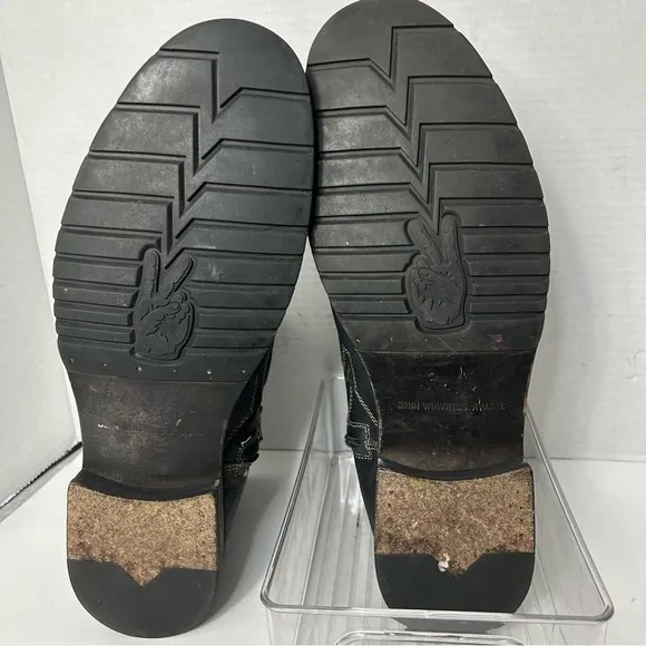 John Varvatos Chelsea Boots Italian Leather Black 12M Side Zip Snap Strap Moto