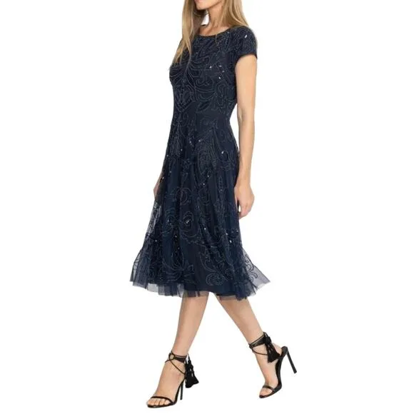 Johnny Was / Beaded Mesh Dress / Boho Luxury Midi Dress