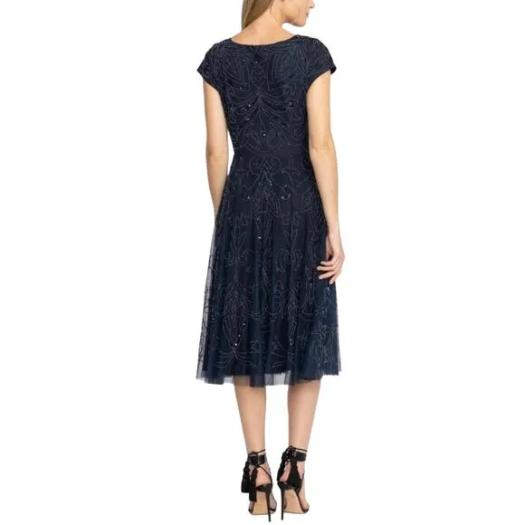 Johnny Was / Beaded Mesh Dress / Boho Luxury Midi Dress