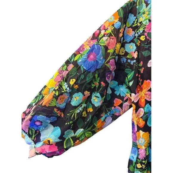 Johnny Was Wild Blooms Dolman Tiered Dress Multicolor Boho Floral Quiet Luxury