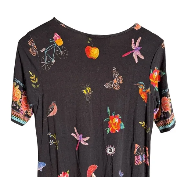 Johnny Was Zooey BorderedSwing Dress Tropical Vacation Resort Wear Size S