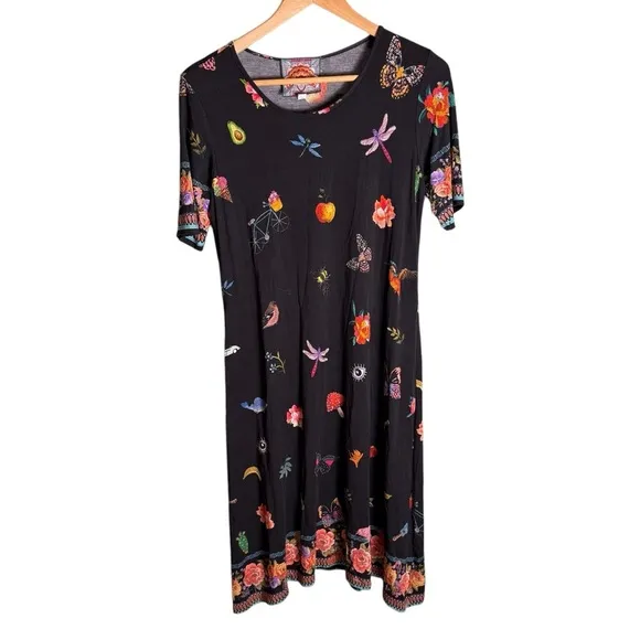 Johnny Was Zooey BorderedSwing Dress Tropical Vacation Resort Wear Size S