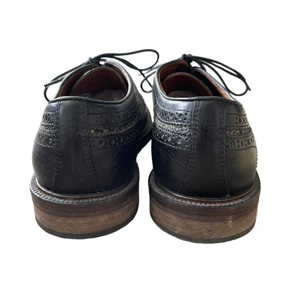 Johnston &amp; Murphy 9 Brewer $225 Leather TWEED Wingtip Oxfords Dress Shoes Black