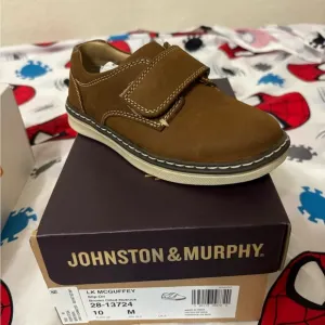 Johnston &amp; Murphy LK McGuffey Slip On Brown Oiled Nubuck Shoes with Velcro Strap