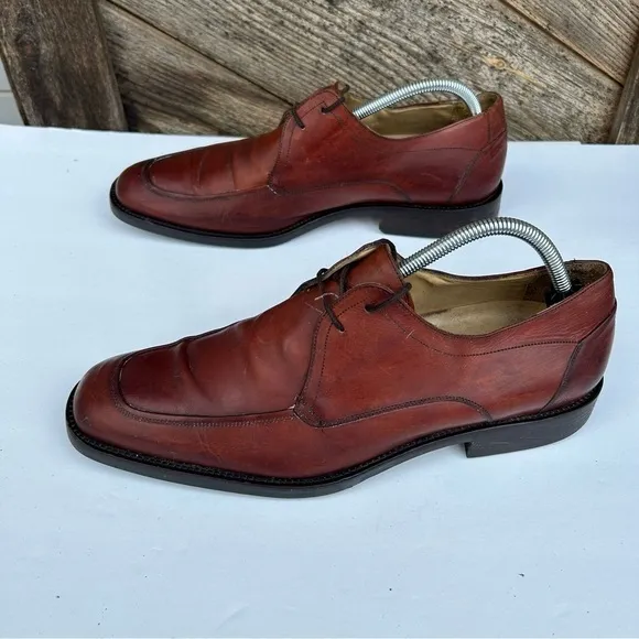 Johnston &amp; Murphy Men's Size 9 M Brown Moc Toe Lace Up Leather Made in Italy