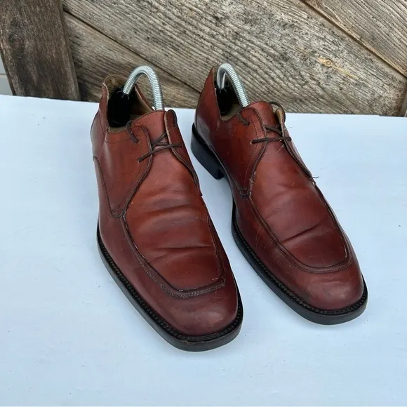 Johnston &amp; Murphy Men's Size 9 M Brown Moc Toe Lace Up Leather Made in Italy