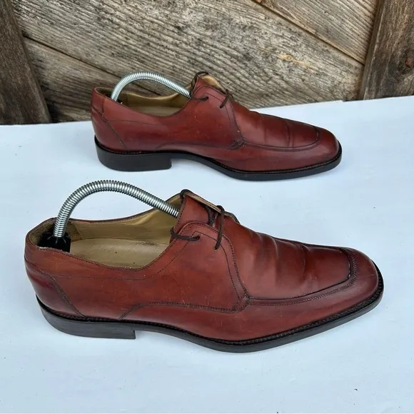 Johnston &amp; Murphy Men's Size 9 M Brown Moc Toe Lace Up Leather Made in Italy