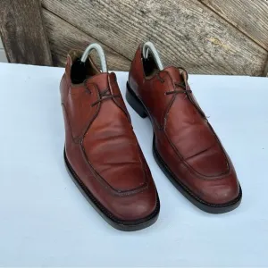 Johnston &amp; Murphy Men's Size 9 M Brown Moc Toe Lace Up Leather Made in Italy