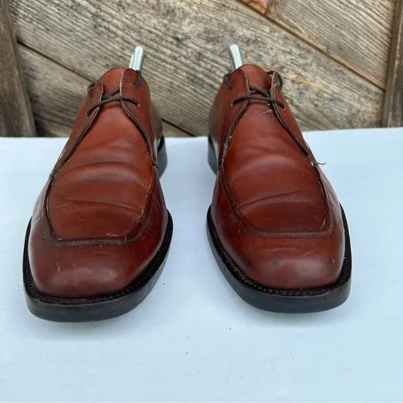 Johnston &amp; Murphy Men's Size 9 M Brown Moc Toe Lace Up Leather Made in Italy