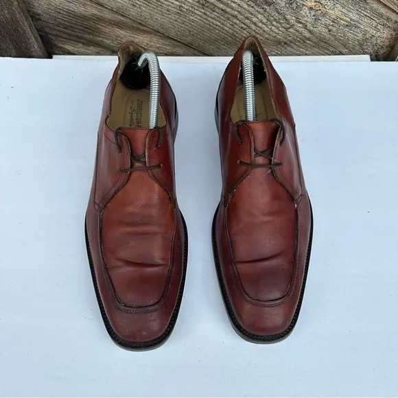Johnston &amp; Murphy Men's Size 9 M Brown Moc Toe Lace Up Leather Made in Italy