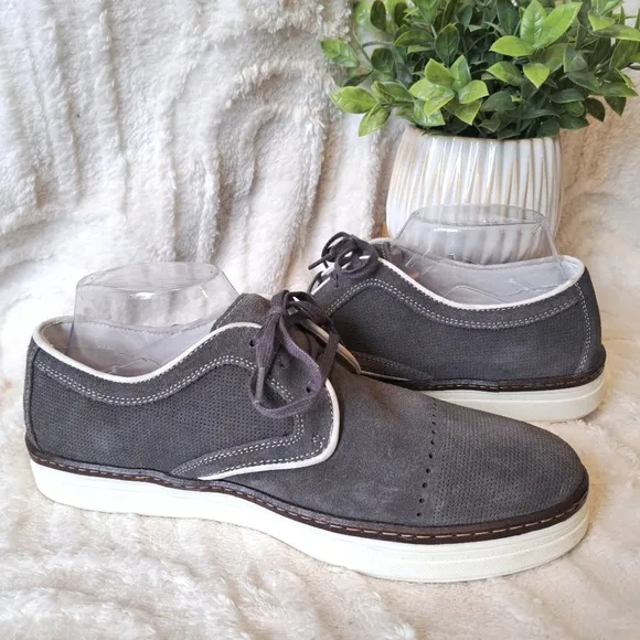 Johnston Murphy Mcguffey Oxfords Sneakers Casual Gray Suede Lace Up Men's Sz 8.5
