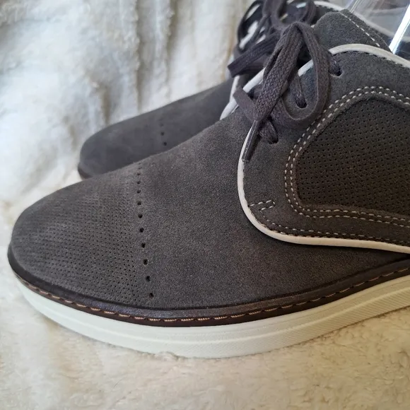 Johnston Murphy Mcguffey Oxfords Sneakers Casual Gray Suede Lace Up Men's Sz 8.5