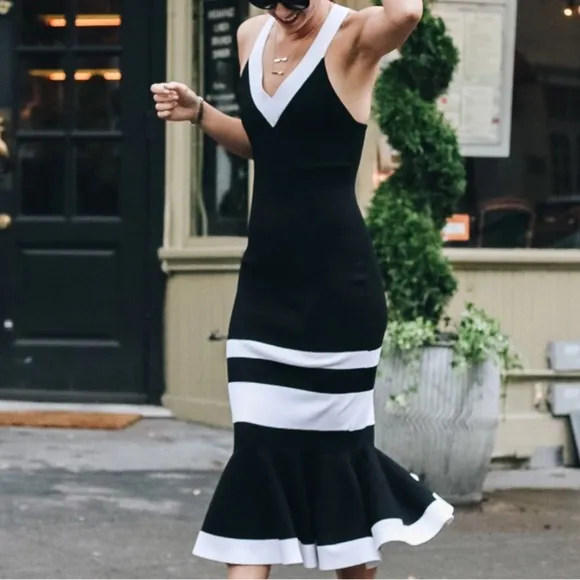Jonathan Simkhai Knit Fluted Bodycon Midi Dress