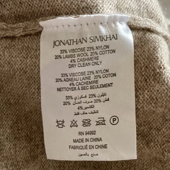 Jonathan Simkhai Skyla Dress NWT Knit Wrap Dress Wool Cashmere in Fawn