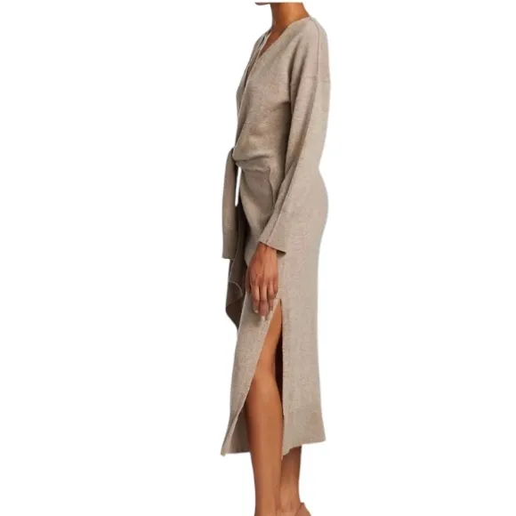 Jonathan Simkhai Skyla Dress NWT Knit Wrap Dress Wool Cashmere in Fawn