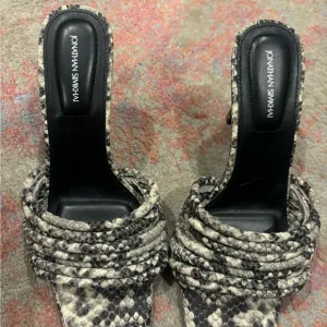 Jonathan Simkhai Women's Black and Cream Snake Print Heels