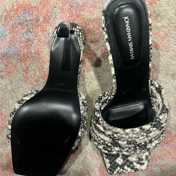 Jonathan Simkhai Women's Black and Cream Snake Print Heels