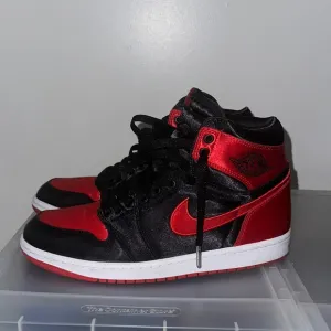 Jordan Athletic Shoes - Black and Red SATIN Jordan 1