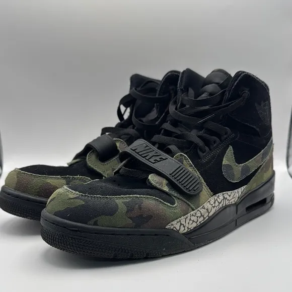 Jordan Black Camouflage Legacy High-Top Sneakers