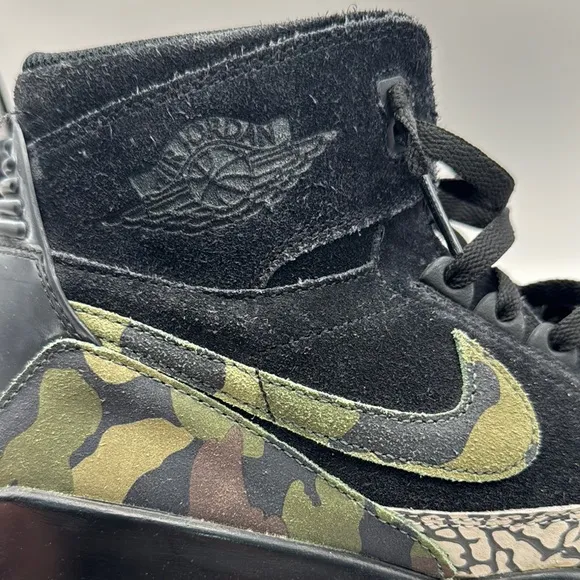 Jordan Black Camouflage Legacy High-Top Sneakers