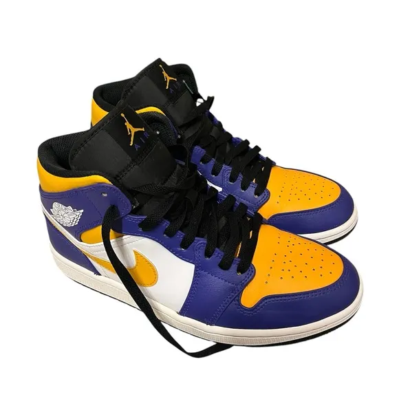 Jordan Purple and Yellow High-Top Sneakers