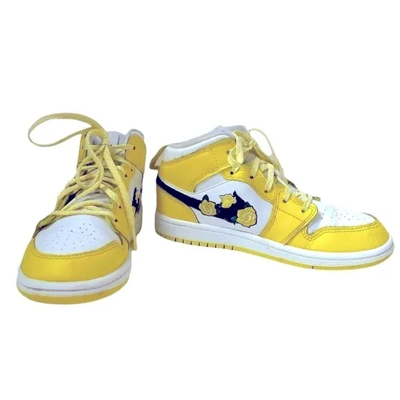 𝅺JORDAN Youth Air 1 Mid Gs Dynamic Yellow Size US 1Y