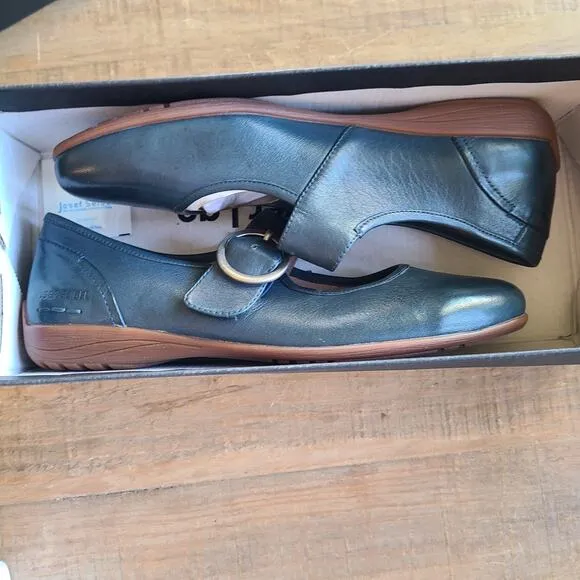 Josef SEIBEL Womens 37 6-6.5 FENJA 18 Leather Ocean Blue/Green MARY JANE shoes