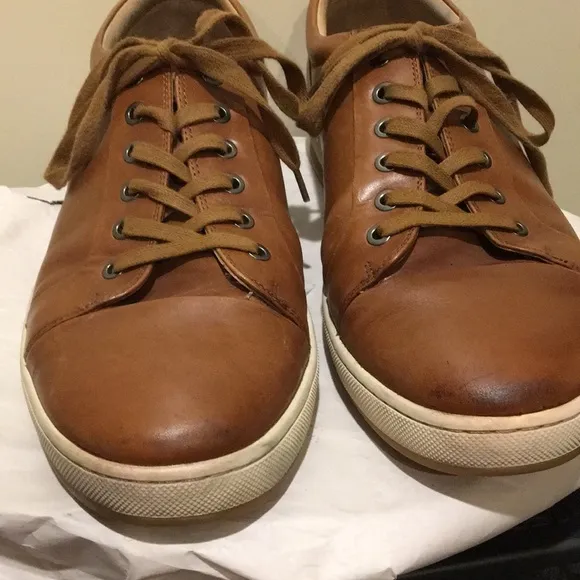 Joseph Abboud mens Leather lace up dressy Sneaker shoes size 11 camel
